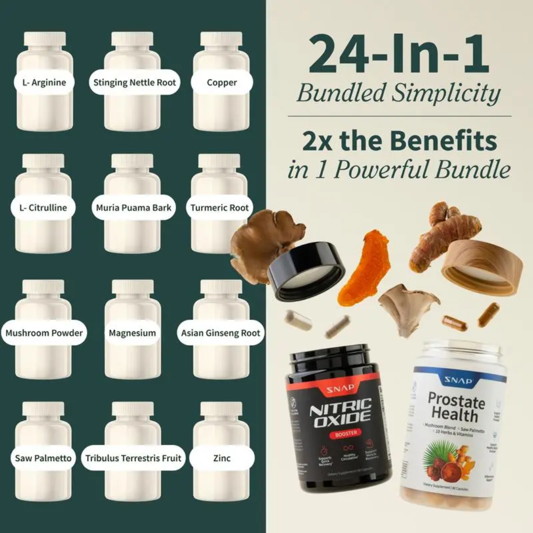 COMBO PROSTATE HEALTH + NITRIC OXIDE: PRÓSTATA MAS SALUDABLE Y FUERTE